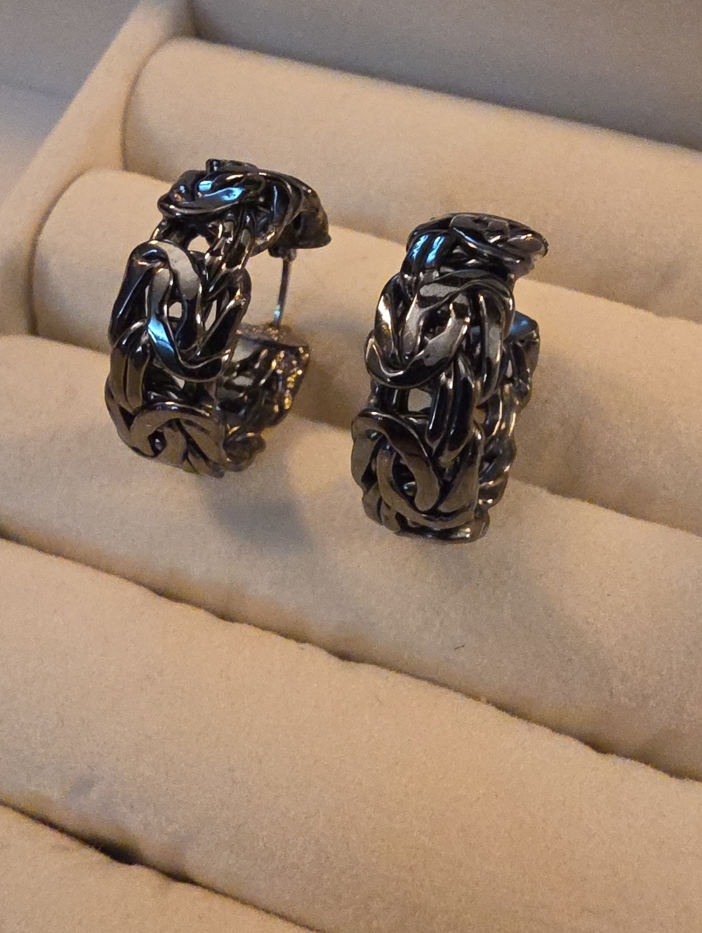 Vintage Byzantine Style Turkish Chain Mail Hoop Earrings
